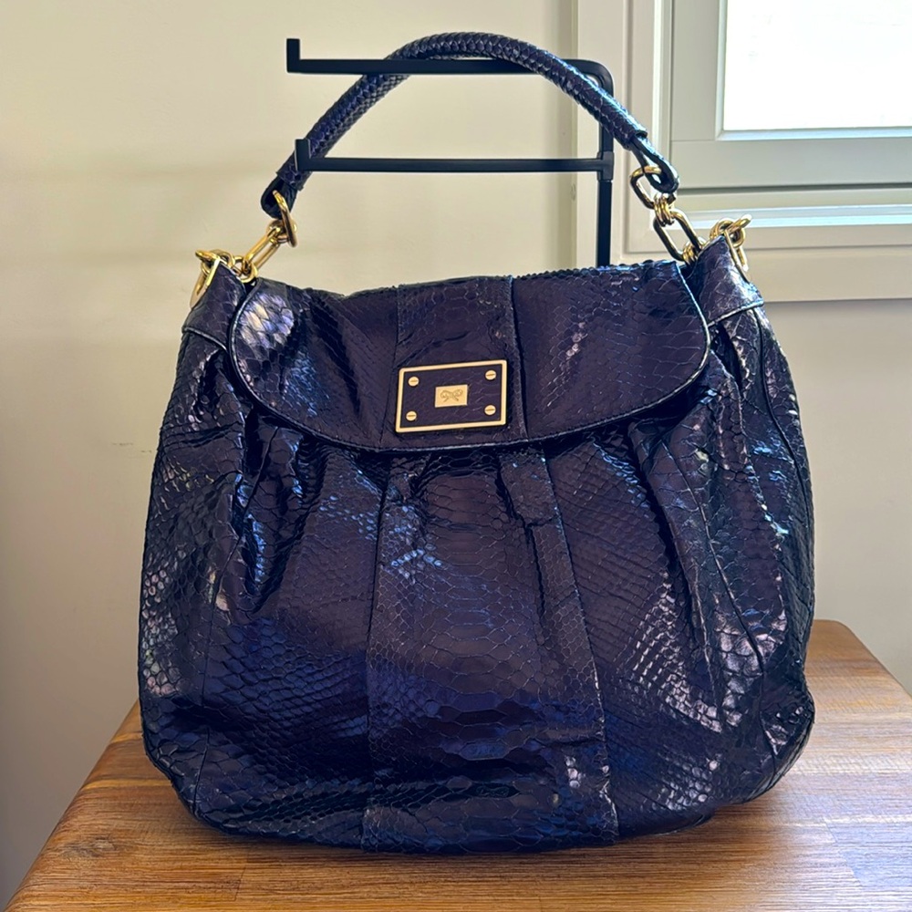 Anya Hindmarch Python Shoulder Bag (Dark Navy) - image 1